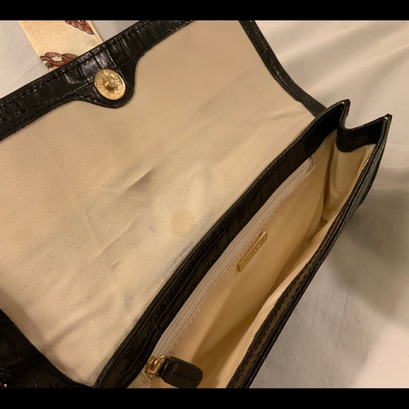 AqUA MADONNA BLACK LEATHER CLUTCH /crocodile - Picture 8 of 8